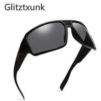 Glitztxunk Modni Polarizirane Sunčane Naočale Gospodo Crni Kvadrat Klasicni Marke Dizajner Berba Sunčane Naočale Za Vožnju Muške Naočale UV400