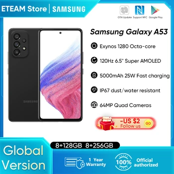 Globalna verzija Samsung Galaxy a a53 5G Smartphone Exynos 1280 Восьмиядерный 120 Hz Super AMOLED 5000 mah 25 W, Brzo punjenje Mobilnog telefona
