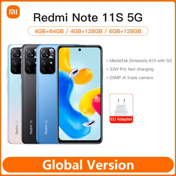 Globalna verzija Xiaomi Redmi Note 11S 5G Smartphone Dimensity 810 NFC 33 W Pro Brzo punjenje 50 Mp AI Trostruka skladište