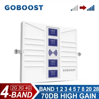 GOBOOST 4-Band Pojačalo mobilne komunikacije 70 db 2G 3G 4G Pojačalo signala GSM 900 1800 2100 1900 1700 LTE 700 800 2600 Mhz Mrežni Repeater