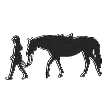 Grite Girl Pull Horse Nove Metalne, Čelične Rezanje Marke 2020 Šablone za Izradu Scrapbooking DIY Album Papir Razglednice poštanske Marke za Žigosanje