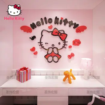 Hello Kitty naljepnice za sobe za djevojčice, dekoracija zidova, slatka kreativni, 3d stereo naljepnice za zid, poklon za djevojke