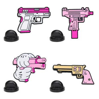 Igle kreativni crtani film pink pištolj broš djevojka slatka japanski slatka metalni mali roza pištolj ikonu