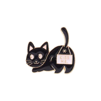 Igle u obliku ruksak slatka crna mačka, pribor veleprodaja, broševi serije životinja, ikone za nakit torbe, pokloni za prijatelje