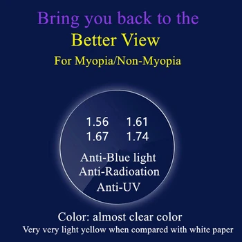 Jedna zaštita od zračenja gledišta naočale Recept leće blue-ray/UV-anti Асферические i dioptrijske leće Kratkovidnost Dalekovidnost Presbyopia