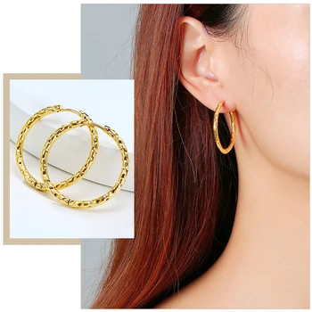 Jednostavne Naušnice-prsten za Žene, Spona za Uši od Nehrđajućeg Čelika sa Neravne Površine Zlatne Boje, Trendy Ženske Pokloni, Nakit