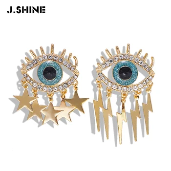 JShine Multi-Stilovi Uroke Kristalno Naušnice za Žene Zvijezda Svjetlo Kićanka Upadljiv Naušnice-Roze Metalni Modni Nakit