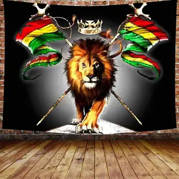 Judejski Lav sa zastavom Rastafarijanstvo Kralj Džungle Reggae Tema Art print Zid