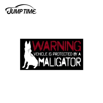 JumpTime 13x2,9 cm Upozorenje Automobil je zaštićena малигатором Smiješno malinois Belgijski auto oznaka branik Laptop Vodootporan dekor