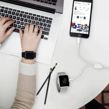 Kabel za punjenje Apple Watch 2 u 1 USB QI Bežično Punjenje postaja za iWatch 6 5 4 3 SE/iphone 12 11 pro max plus 10 9 8 7 6