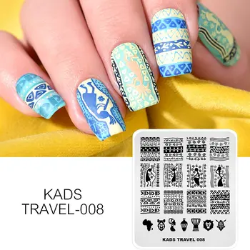 KADS Nail Art Stamping PlateTravel Serija 008 Стампер za Nokte Matrica Za Ispis Slika za nokte Beauty Nail Art Noktiju Alat