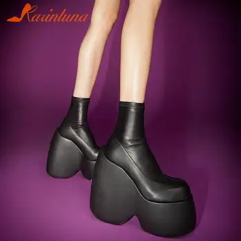 KarinLuna/ Izravna isporuka; Brendirani novost; Ukusan elegantne ženske Čizme u gotičkom stilu na masivnoj platformi; Velike Dimenzije 43; Udobne ženske cipele za hodanje