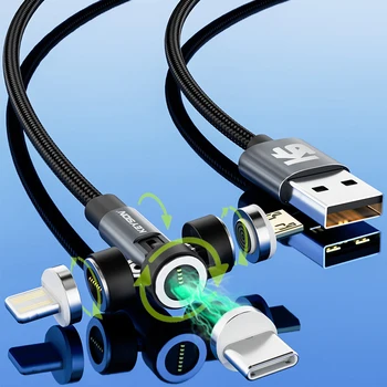 KEYSION 3A Magnetski USB kabel Okretni Igra Kabel za Brzo Punjenje Kabel Tipa C Magnetsko Punjač Za Prijenos Podataka Micro USB Kabel Za Mobilni telefon