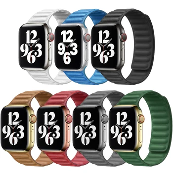 Kožni remen za Apple Watch 7/6/SE/5/4/3/2 remen 45 mm 41 mm 44 mm 40 mm iwatch remen 42 mm 38 mm magnetska petlja narukvica pribor