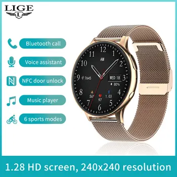 LIGE Bluetooth Odgovor Na Poziv Smartwatch 2022 NFC Pametni Sat 1G Memorije za Lokalnu Pohranu Glazbe Glasovni Asistent Sportske Fitness Sat