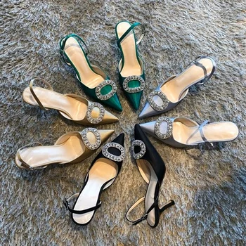 Ljetna novost, koreanska verzija Wild Baotou, sandale na visoku petu s oštrim vrhom, ženske satin cipele