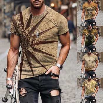 Ljeto 2022, Nova muška Majica s Uzorkom Srednjovjekovne Karte, 3D Ispis, Ulica Vrhovima u Vintage Stilu, 6XL