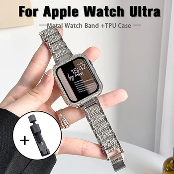 Luksuzni Remen Za sat Apple Watch Ultra 49 mm Ženska Narukvica Od Nehrđajućeg Čelika s Dijamantima 45 mm 41 mm Za iWatch 8 7 6 40 mm Remen
