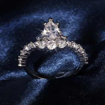 Luksuzno Donje Podesiv Prsten Od 925 Sterling Srebra Modni Nakit Za Mladence Vjenčanje Nakit Od Kubni Cirkonij Crown Zaručnički Prsten