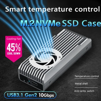 M. 2 NVMe (PCIe) SSD Kućište Ugrađen ventilator za hlađenje USB3.1 GEN2 10 Gbit/s Type-C M. 2 NVME SSD Kućište za 2230 2242 2260 2280