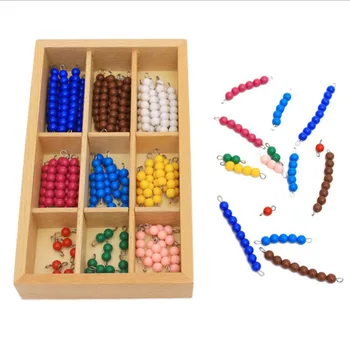 Matematički Materijal Montessori 1-9 Perli u drvenoj Kutiji Rano Дошкольная Igračka