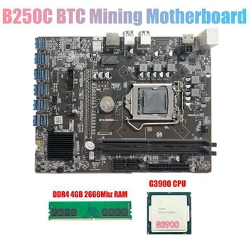 Matična ploča B250C BTC Miner s procesorom G3900 + 4 GB DDR4 memorije 2666 Mhz 12XPCIE na USB3.0 Utor za kartice LGA1151 za майнинга BTC