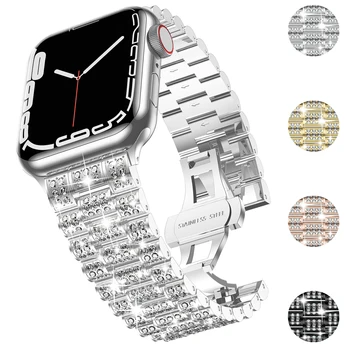 Metalni Remen s Dijamantima Za Apple Watch 8 Band 49 mm 45 mm 41 mm 44 mm 40 mm Za iWatch 8 Ultra serija 8 7 6 5 se Ženski Nakit Narukvica