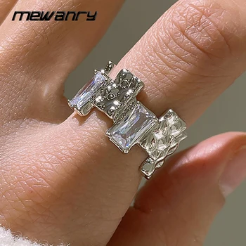 Mewanry Srebrna Boja Blještavo Cirkon Nepravilnog Prsten za Žene Parovi Korejski Slatka Minimalistički Nakit Pribor Pokloni