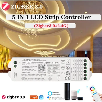 Miboxer Zigbee 3,0 + 2,4 G 5 u 1 led trake, Kontroler ZL5 Podrška glazbeni ritam i 2,4 Ghz daljinski Upravljač DC 12 v ~ 48 24