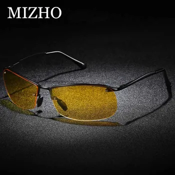 MIZHO Aluminijske Sunčane Naočale Gospodo Polarizovana Žute Leće, Naočale Za Noćni Vid Vožnje Rimless Muške Naočale Photochromic