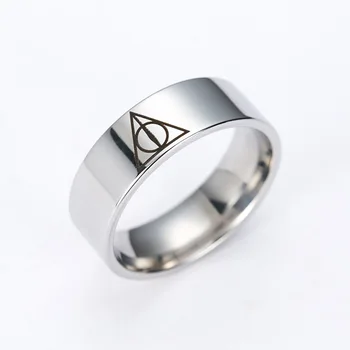 Modni Silver Boja Film Darovi Smrti Prsten Od Nehrđajućeg Čelika Geometrijski Krug Trokutastim Prsten za Muškarce Žene Nakit
