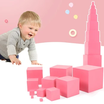 Montessori Drveni Rose Tower Touch Edukativne Gradivni Blokovi Igračke za Ranog odgoja i Obrazovanja za djecu edukativne igračke, edukativne toranj