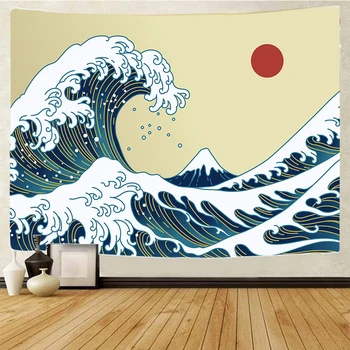 Morski izlazak japanski dom umjetnosti ukrasne tapiserije Hipi Boem dekorativna pozadina zidni krevetu kauč deka