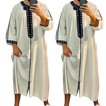 Muslimansko Haljina u Ramazan, Абаи, Dubai, Casual Kaftan, ogrtači za Kupanje, Zdravstveni Islamski Odijelo sa Dugim Rukavima i Rol-Lapels, Poklon za Muškarce