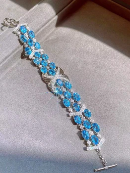 Najnoviji luksuzni švicarski narukvica sa plavi topaz, fin ženski Vjenčanje narukvica za Zaruka