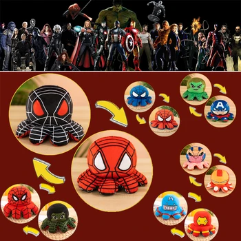 Novi Disney i Marvel Avengers Unazad Pliš Igračke Kawai Spider-Man i Iron Man Obostrani Flip Pliš Igračke Lutke za Djecu Poklon