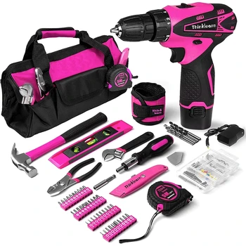 Novi jeftin Pink Set Vježbi za Žene, 137 kom., Set ručnih i električnih alata, Bežični Set alata za dom, uradi sam, Kreativni dar