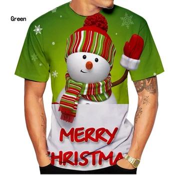 Novi modni Božićna t-shirt s 3D ispis, muška i ženska Casual majica s kratkim rukavima, odjeća serije Santa/Snjegović