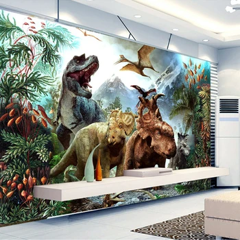 Običaj 3D Plakat Foto Tapete, Crtani film Dinosaur Netkani Freske Dnevni boravak Dječja Soba Spavaća soba 3D zidne Zidne Tapete
