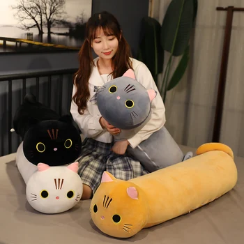 Od 25 do 100 cm div slatka blaga mačka plišani jastuk za spavanje, jastuk kawai bijeli crni smeđi mačak soft pliš igračke djeca dječji dar