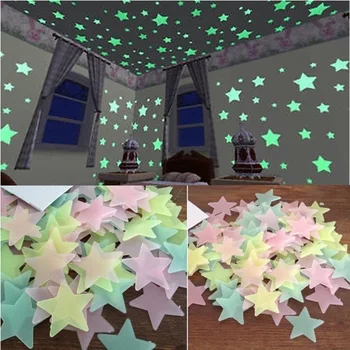 Pakiranje 3D Zvijezde Svijetle U Mraku Naljepnice Za Zid Sjajni Fluorescentna Naljepnica Na Zidu Za Djecu Dječja Soba Spavaća soba Strop Kućni Dekor