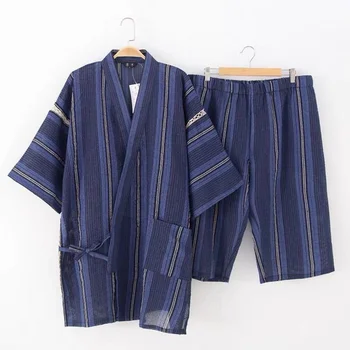 Pamučna muško i žensko kimono Юката 2022, japanski пижама kratkih rukava, komplet za Kućne Haljine od dva predmeta, Odijelo za spavanje