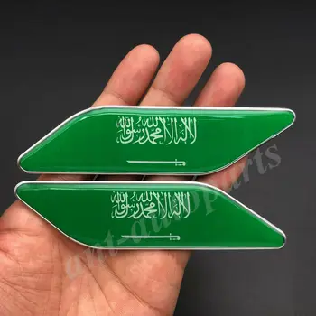 Par Metalnih Zastava Saudijske Arabije Auto Krilo Amblem Ikonu Naljepnice Naljepnica Izglađivanje
