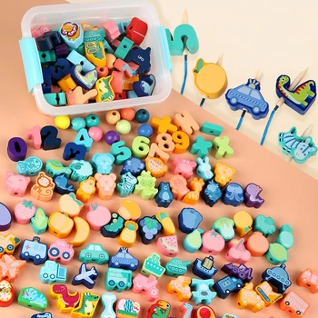 Perle Igračke Geometrijske Figure Perle Navoj Perle Montessori Edukativne Igračke Dječji Blokovi Igra Predškolski DIY Zanat Dječji Darovi