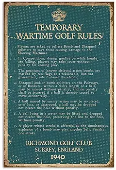 Plakat za golf, Privremeni Plakat za golf Ratnog vremena, Pravila Igre golf, Plakat za kafić, bar, kuće, Dvorišta, Plakat za dekor Zidova, Metalni Znak