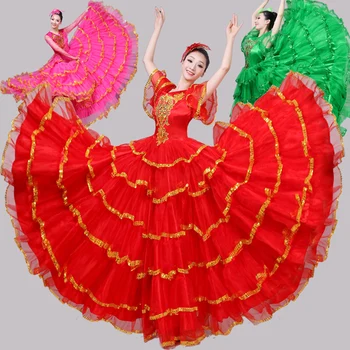 Plesne Suknje za flamenco, Španjolski Karnevalska Odjeću Za Nastupe, Odijelo, Cigani Suknja, Donje Čipkan Haljina za Zbor Bigdance, Španjolska, DL6115