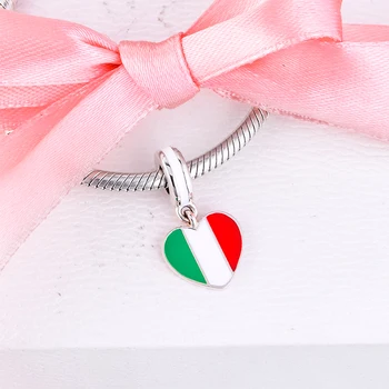 Pogodan za Europu Privjesci, Narukvice Nakit Od 925 Sterling Srebra Italija Srce Zastava Perle Besplatna Dostava