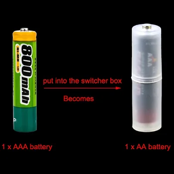 Pretvarač pretinca za baterije veličine AAA na AA, Držač za bateriju, Plastično kućište, Adapter R03 za AA, prekidač LR6, 1/2 / 5pcs