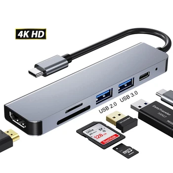 Prilagodljiva USB C Hub za HDMI-kompatibilni Adapter Rj45, VGA OTG priključne stanice Thunderbolt 3 sa priključkom PD TF SD 3,5 mm za Macbook Pro /Air M1 M2