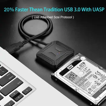 Prilagodnik za tvrdi disk SATA USB 3.0 Na Sata Za 3,5 2,5-inčnim i 3,5-inčnog tvrdog diska na HDD SSD Kabel Za hard disk Sa adapterom za napajanje 12V 2A AC / DC